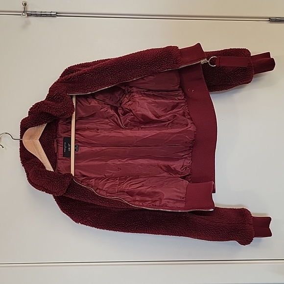 Iris Crop Sherpa Teddy bear bomber Baseball jacket - Small - Picture 11 of 13